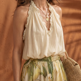 Solange | Halter Neck Blouse Floral Wide Leg Set