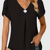 Basha | Ruffle Short Sleeve Blouse With Single Button