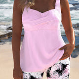 Edith | Cross-Body Tankini with Floral Shorts