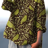 Nora | Women's Vintage Floral Birds Art Print Casual Shirt