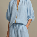 Natalia | Zip Front Blouson Top Wide Leg Set