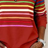 ARCADIA | Mode Sweatshirt with Half Zipper and Rainbow Stripes