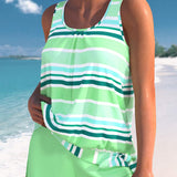 Rosa | Relaxed Striped Tankini Set