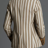 Bohemian Striped Cotton Blazer Featuring Printed Lapels