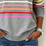 ARCADIA | Mode Sweatshirt with Half Zipper and Rainbow Stripes