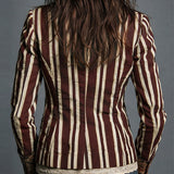 Bohemian Striped Blazer with Floral Print in Cotton and Linen
