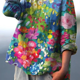 Jasimne | Women's Vintage Lovely Floral Art Print Casual  Shirt