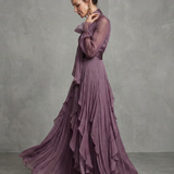 Demetria | Tie Neck Ruffle Tiered Maxi Dress