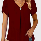 Basha | Ruffle Short Sleeve Blouse With Single Button