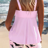 Edith | Cross-Body Tankini with Floral Shorts
