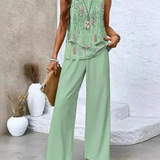 Ovelynra™ | Sleeveless Top And Wide-Leg Pants Set