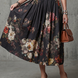 Greta | High Neck Keyhole Floral Pleated Midi Dress