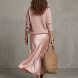 Luciana | Bias Fall Satin Skirt Knit Layer Set