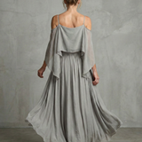 Marisol | Layered Drape Cold Shoulder Top Wide Leg Set