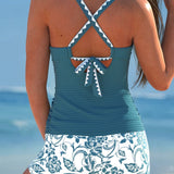 Violet | Ruched Tankini with Floral Shorts