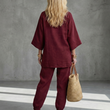 Georgiana | V Neck Tunic Gathered Trouser Set