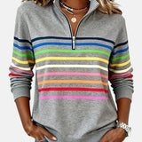 ARCADIA | Mode Sweatshirt with Half Zipper and Rainbow Stripes