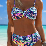Audrey | Bikini Strap Abstract Pattern Printed