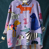 Coralie | Women's Dog  Art Print Casual  Shirt