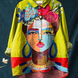 Eugen | Oil Painting Freda Portrait Art Printed Women's Casual  Shirt
