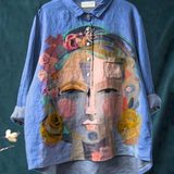 Eugen | Oil Painting Freda Portrait Art Printed Women's Casual  Shirt