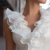 Sleeveless Chiffon Ruffled V-Neck Top