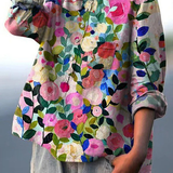 Delia | Colorful Spring Floral Garden Printed Women's Casual  Shirt
