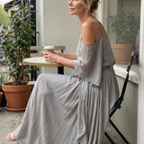 Marisol | Layered Drape Cold Shoulder Top Wide Leg Set