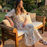 Sylvie | Botanical Print Tassel Tie Midi Dress