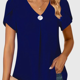Basha | Ruffle Short Sleeve Blouse With Single Button