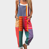 Jumpsuit - Artistically Colored Striped Bright in Multicolor