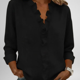 Amoura | Blouse with Ruffles, V-Neck and Long Sleeves