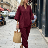 Georgiana | V Neck Tunic Gathered Trouser Set