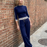 Eirlys | Fitted Long Sleeve Top Wide Leg Pants Set