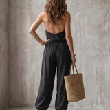Yvaine | Drape Neck Fluid Top Wide Leg Set