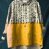 Alessia | Women's Yellow Color-blocked Dots Print Casual  Shirt