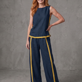 Inara | Sleeveless Top Wide Leg Contrast Pants Set