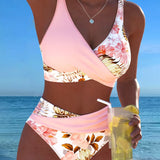 Jolina | Floral Contrast Split Bikini