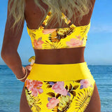 Jolina | Floral Contrast Split Bikini