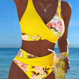 Jolina | Floral Contrast Split Bikini