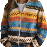 Yseult™ | Multicolor Zigzag Striped Knit Cardigan