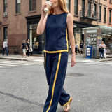 Inara | Sleeveless Top Wide Leg Contrast Pants Set