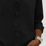 Amoura | Blouse with Ruffles, V-Neck and Long Sleeves