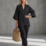 Georgiana | V Neck Tunic Gathered Trouser Set