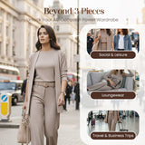Elegant 3-Piece Set Including Long Cardigan, Top, and Pants