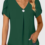 Basha | Ruffle Short Sleeve Blouse With Single Button