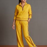 Rain | Zip Neck Long Sleeve Side Stripe Leg Pants Set