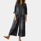 Diana™ | Vintage Denim Button-Up Jumpsuit