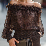 Off Shoulder Ruffle Neck Blouse