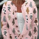 Audrey - Cozy Cat Print Cardigan